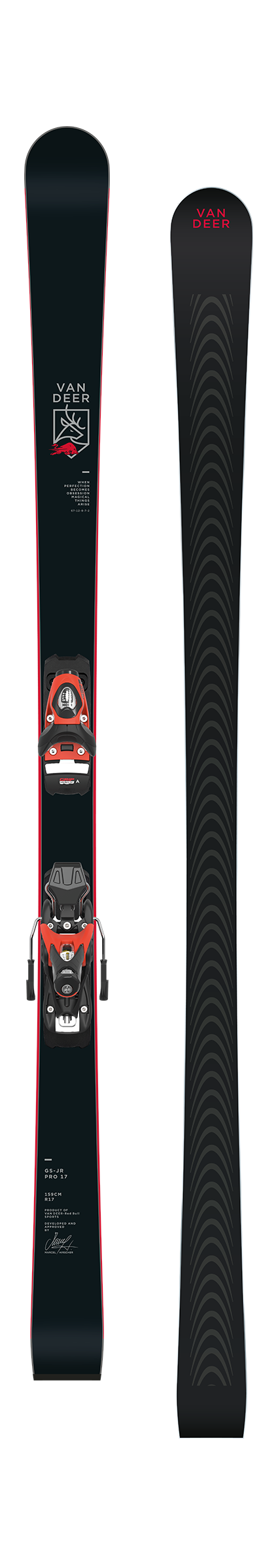 Otroške tekmovalne smuči Van Deer GS-JR PRO – set z vezmi