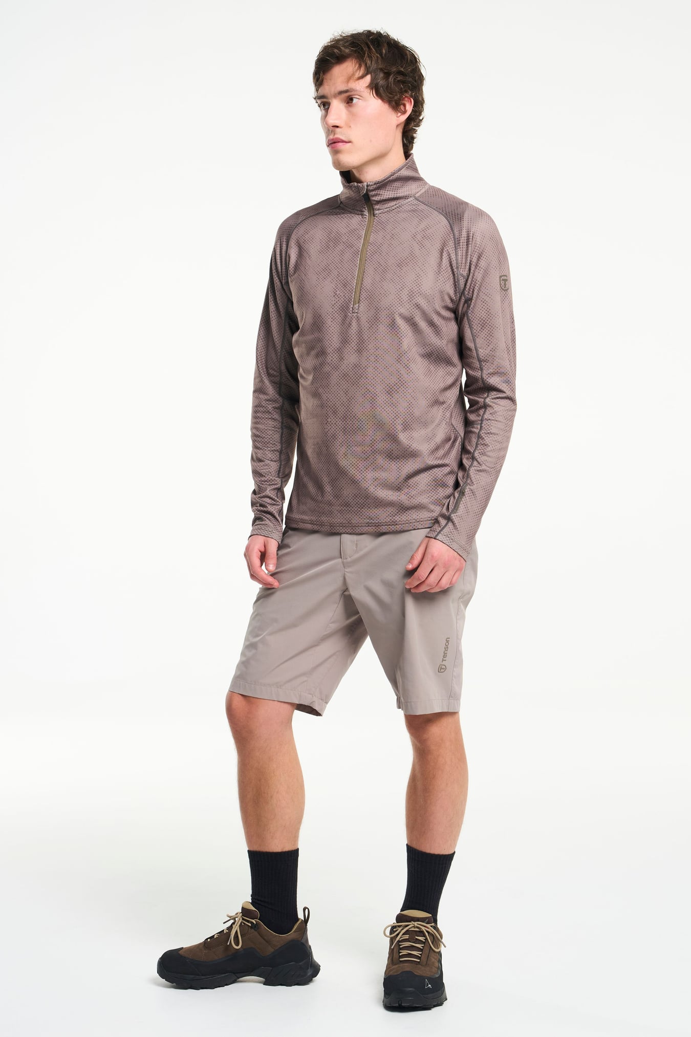 Tenson AermaX Half Zip Print moška termo majica – rjava