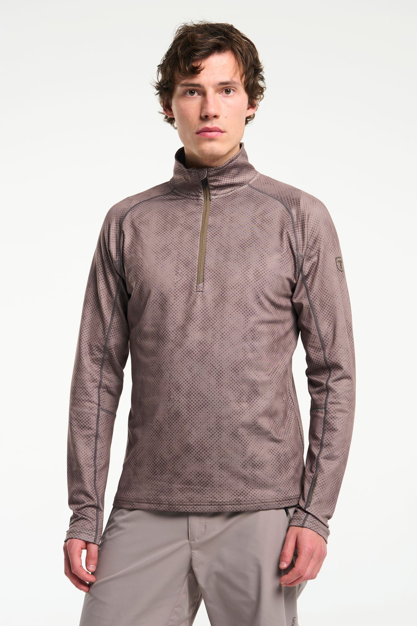 Tenson AermaX Half Zip Print moška termo majica – rjava